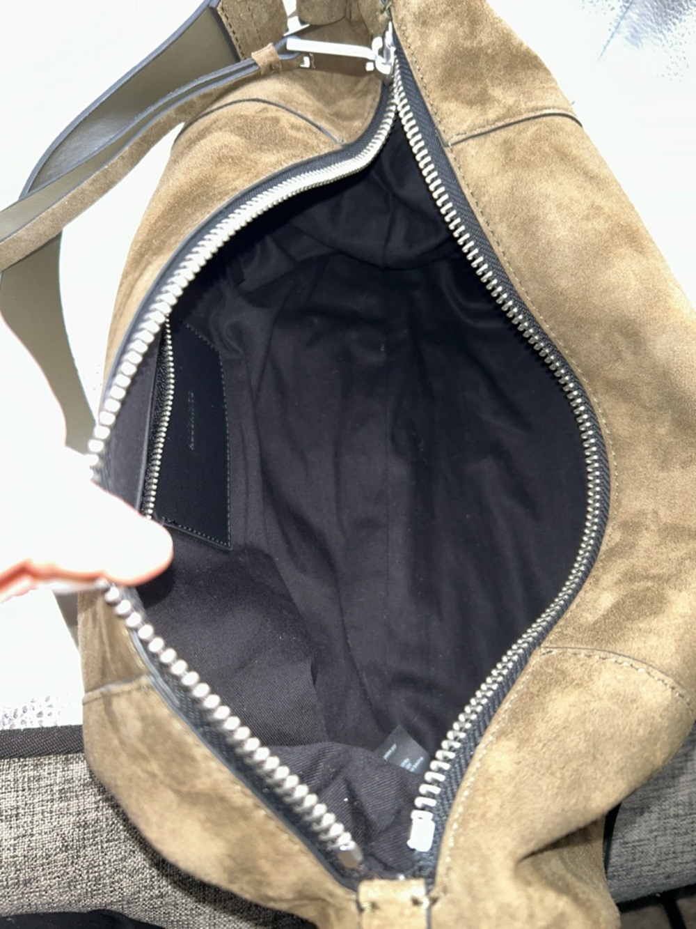 AllSAINTS Olive Vega Suede Shoulder Bag - Picture 7 of 15